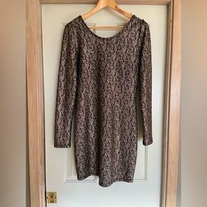 Bodycon GOLD AND BLACK leaf Party Mini Dress size XL